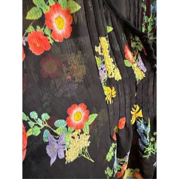 Torrid sheer floral black Long Tunic  harper button front top blouse short plus - Picture 6 of 7